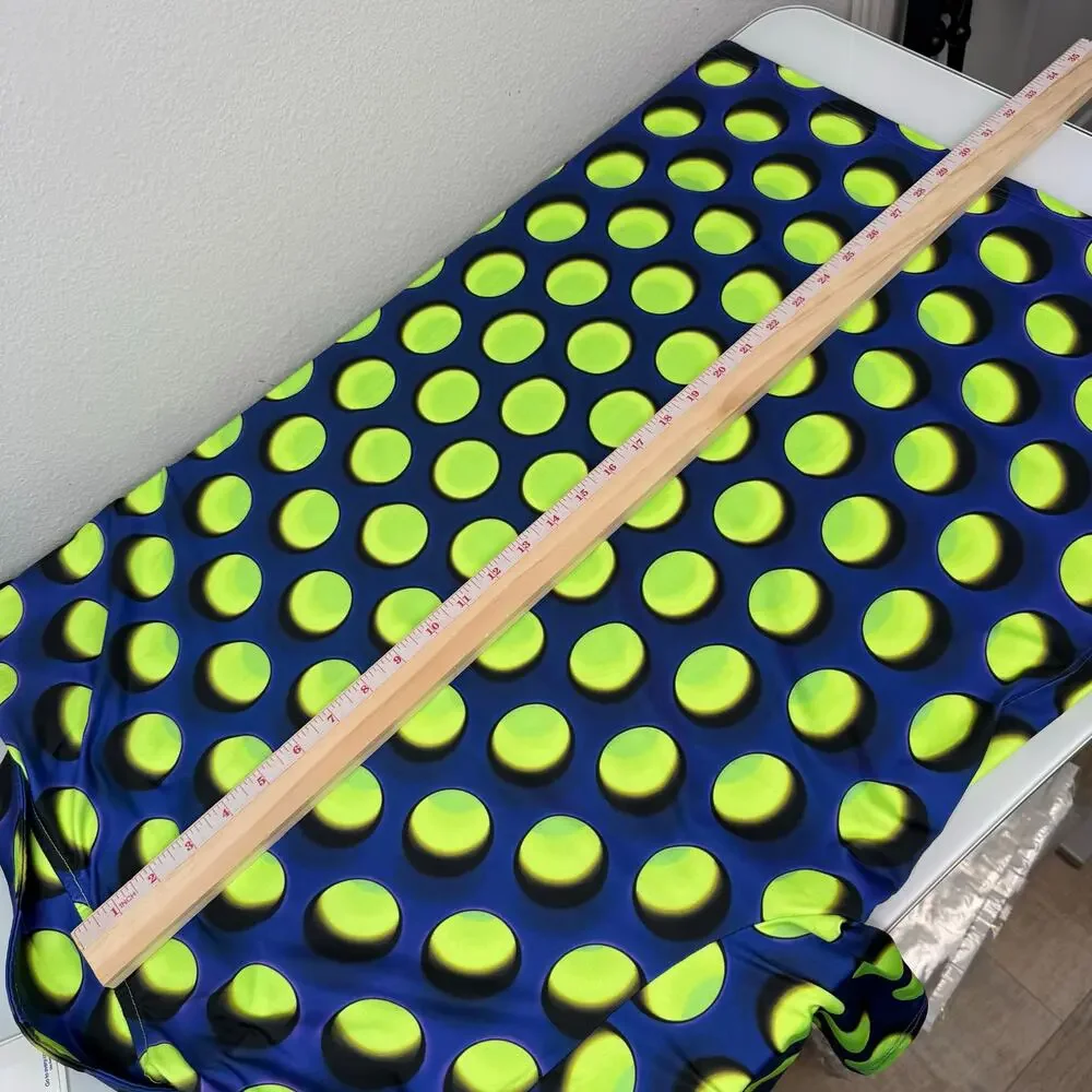 Obnoxious Golf Men's Polo Shirt 2XL Purple Neon Polka Dot All Over Print